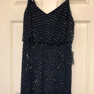 Navy Beaded Gown